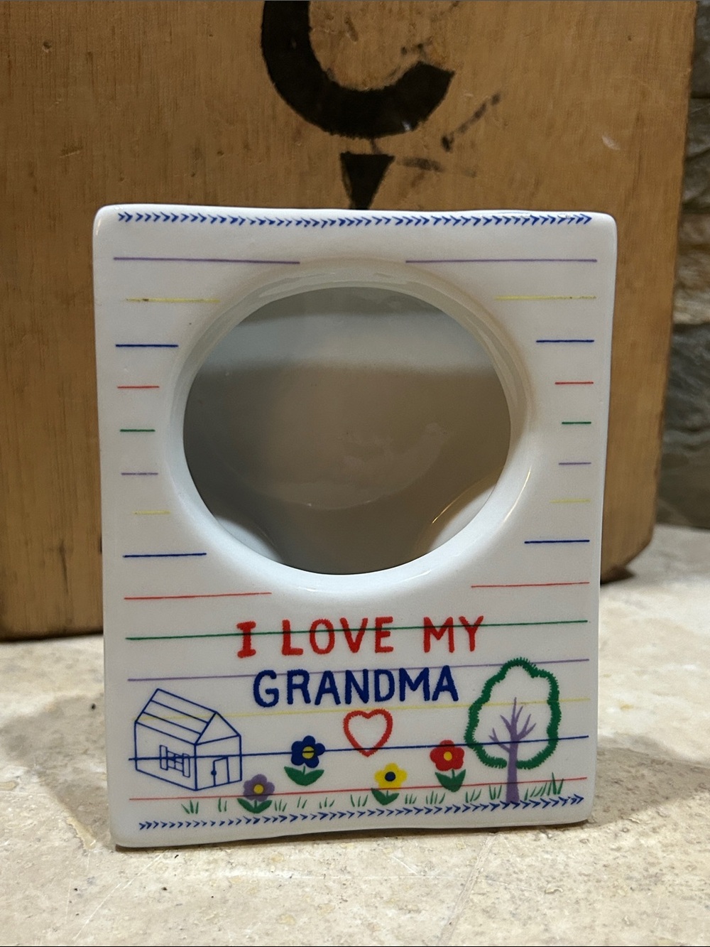 Vintage RUSS BERRIE Ceramic “I Love My Grandma” Picture Frame